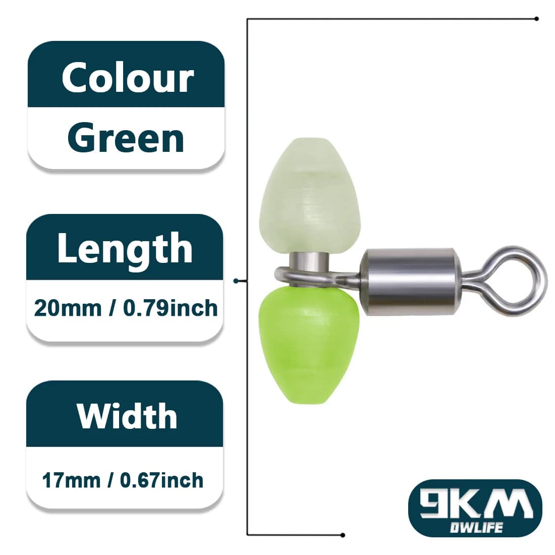 15-60Pcs Luminous 3-Way Barrel Swivels