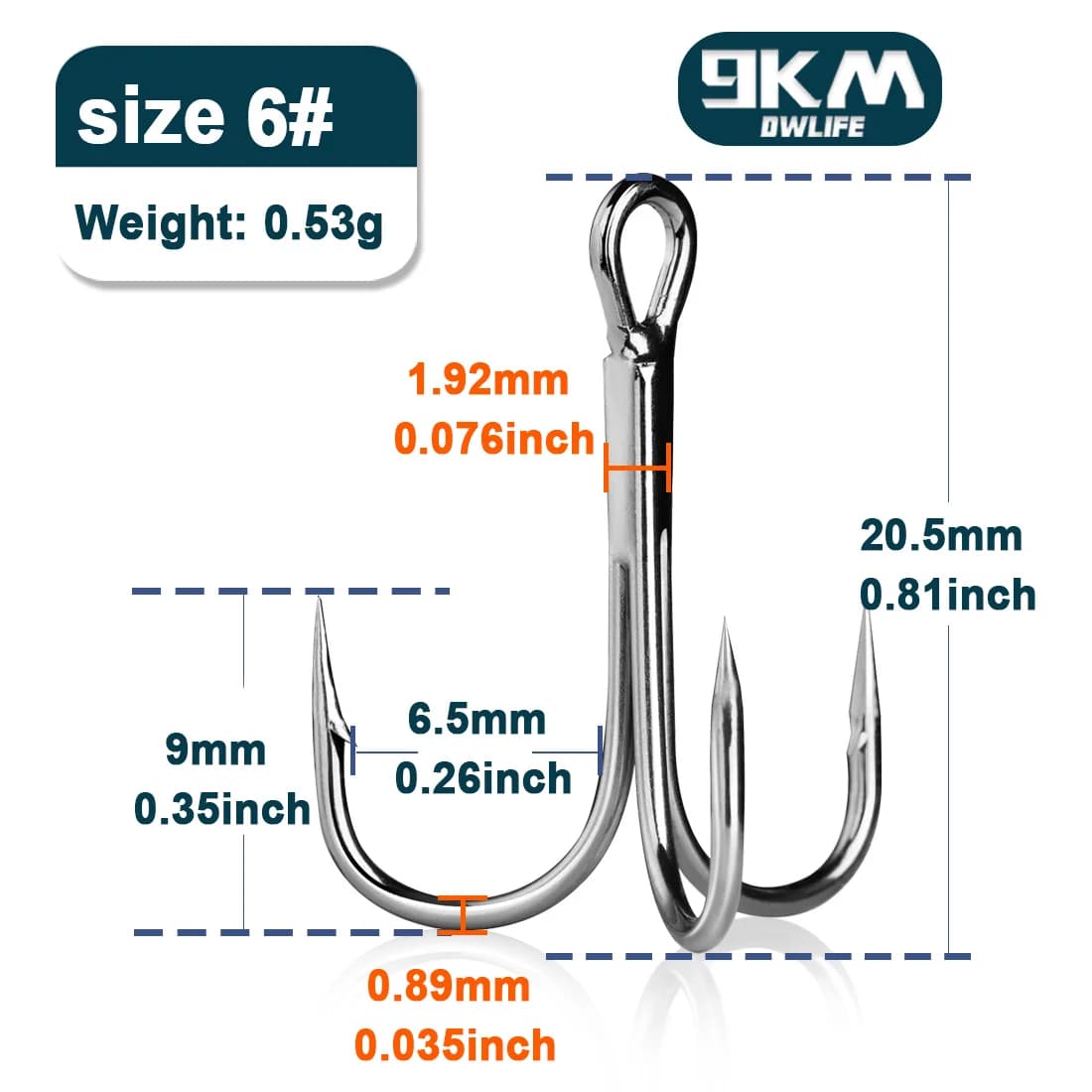 Ancorette triple con curvatura rotonda per hard lure