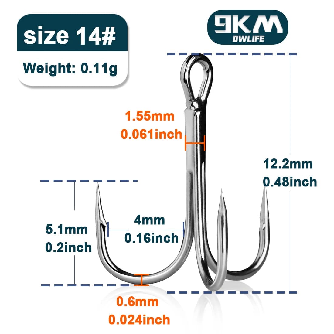 Ancorette triple con curvatura rotonda per hard lure