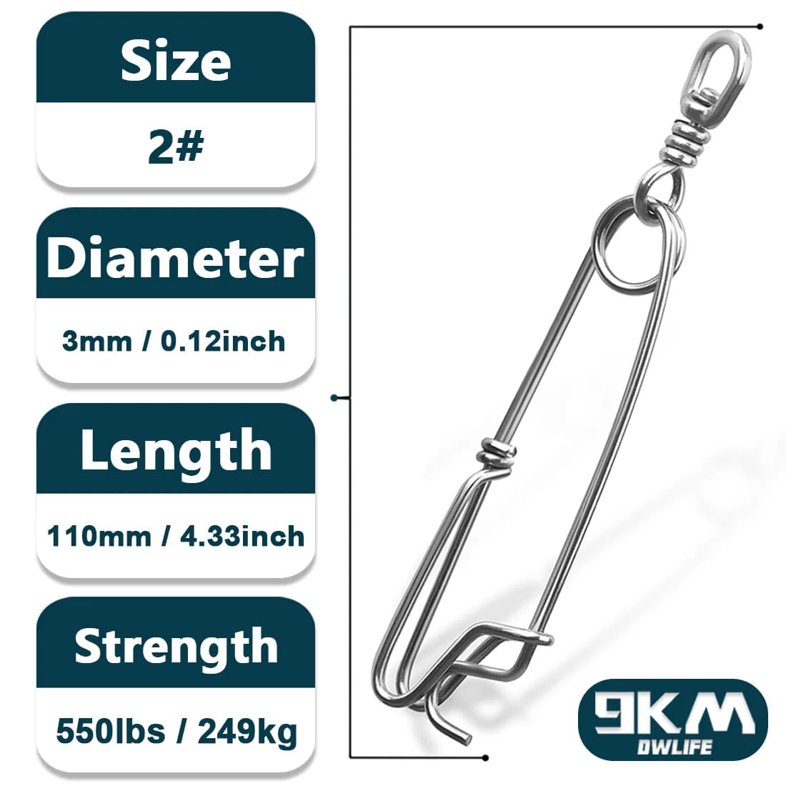 Moscchettoni lunghi in acciaio inox per shark fishing