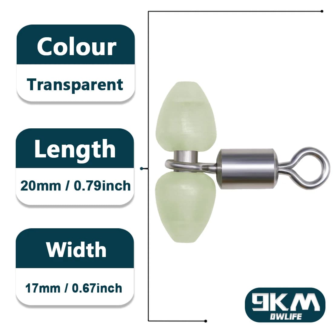 15-60Pcs Luminous 3-Way Barrel Swivels