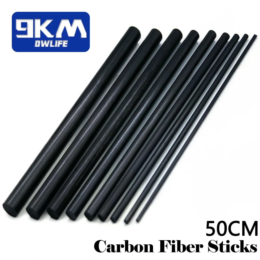 Aste in Fibra di Carbonio per Riparazioni Fai da Te, Nero Opaco 0.5-12mm