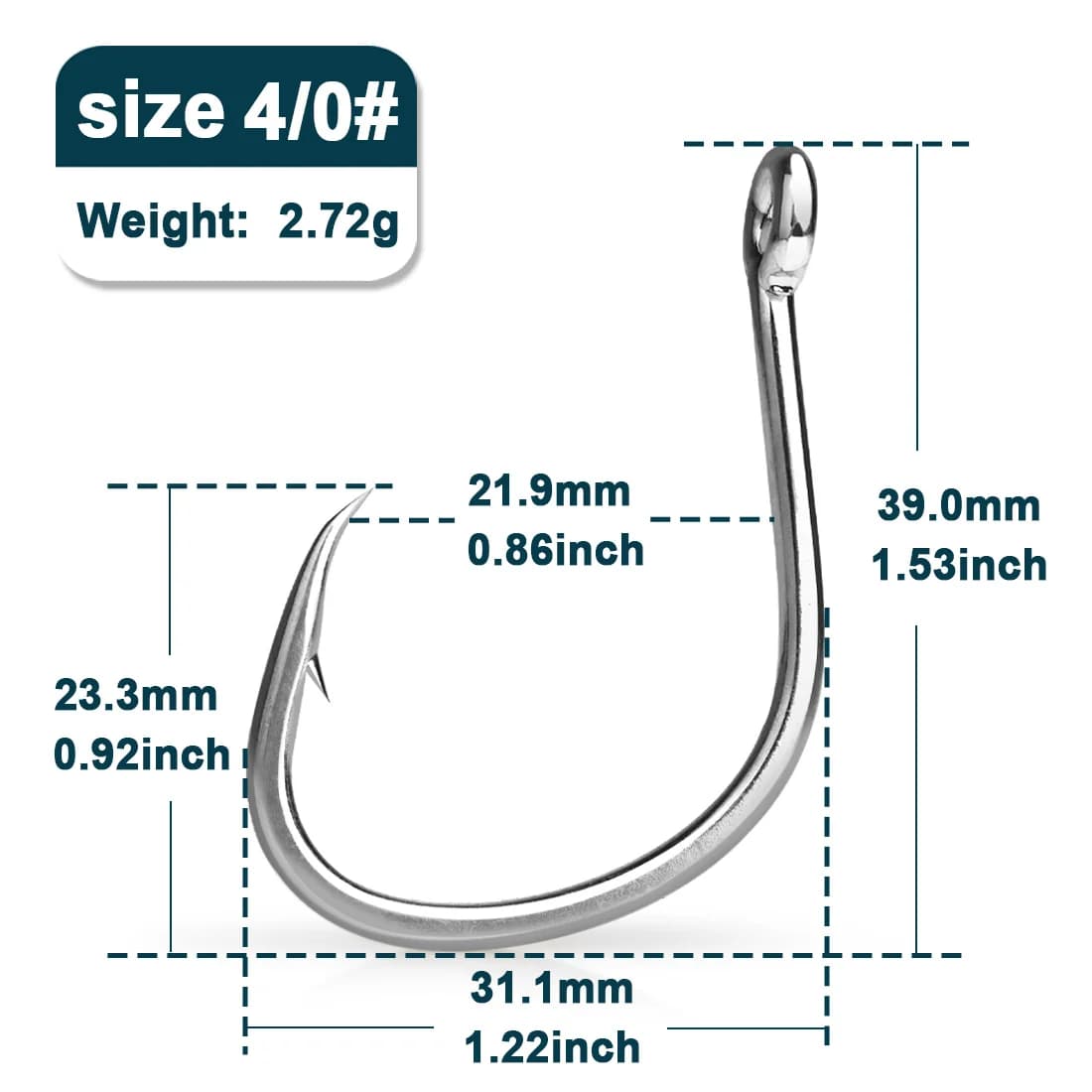 Ami Circle a Gambo Largo Non Offset per Esca Viva, 25-100 Pz