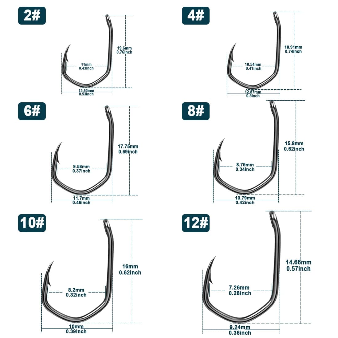 Aghi da Pesca ad Alto Carbonio con Ardiglione e Rivestimento PTFE