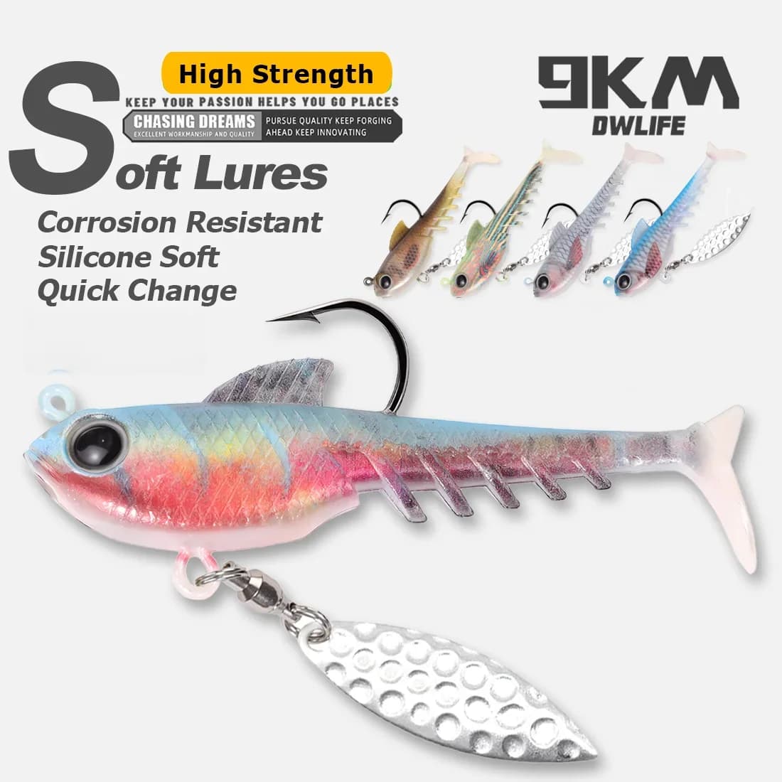 Testina Jig con Paletta Spinner per Soft Plastic Swimbait