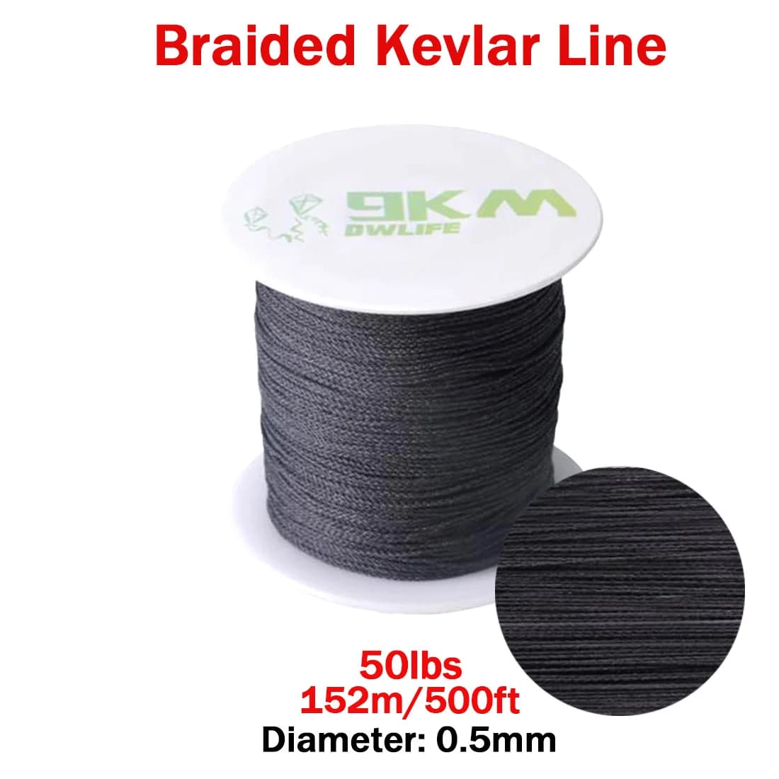 Corda Trecciata in Kevlar Nero, 50-2000 Lbs