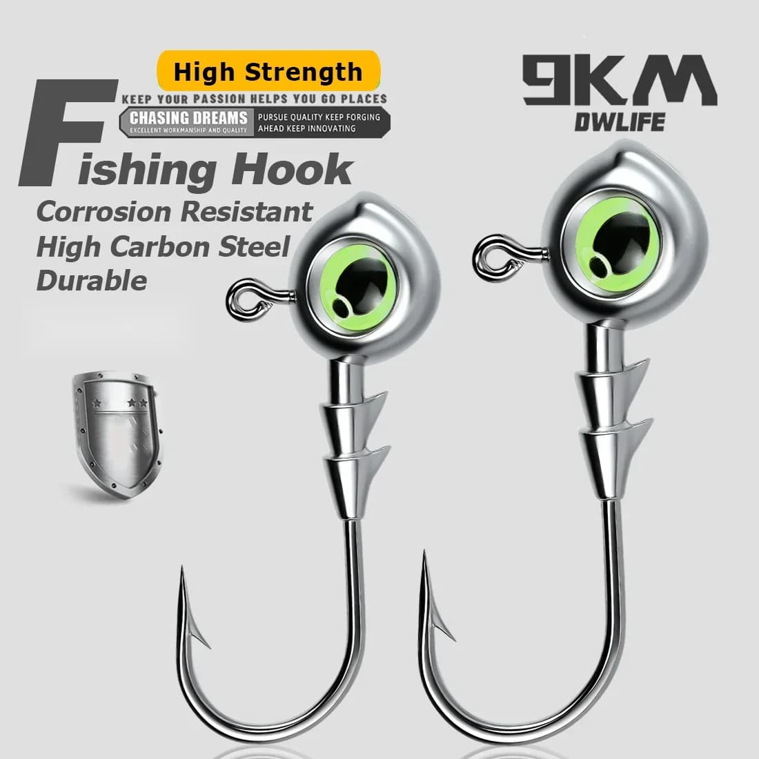 10 Pezzi Testine Jig Luminescenti, 3,5g-10g