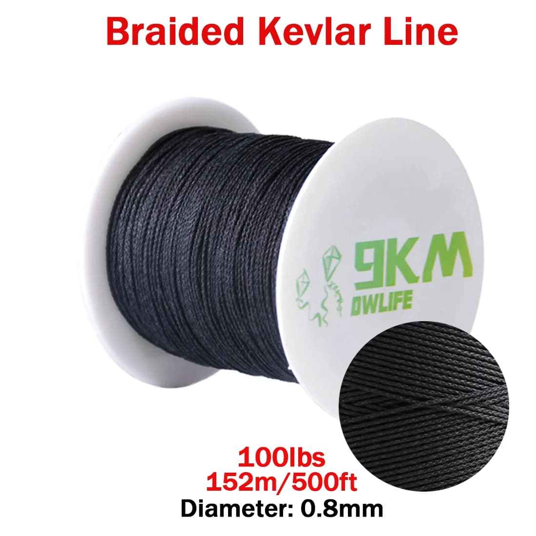 Corda Trecciata in Kevlar Nero, 50-2000 Lbs