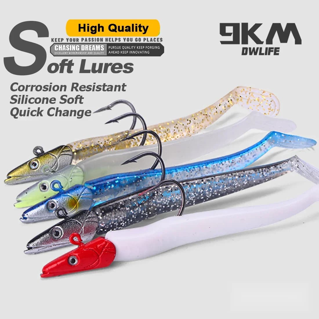 Esca morbida Swimbait con testa piombata e amo, 1-5 pezzi, 12,5cm