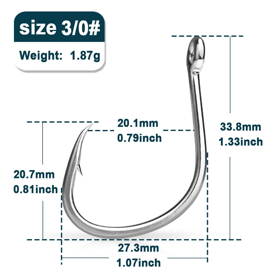 Ami Circle a Gambo Largo Non Offset per Esca Viva, 25-100 Pz